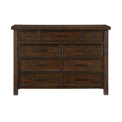 Commode classique transitionnelle de 9 tiroirs avec meubles de chambre à coucher à finition brune, 1 pièce, sans assemblage