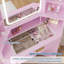 Coiffeuse d'angle avec miroir lumineux DEL, éclairage à intensité variable 3 couleurs, grande table de maquillage avec tiroir pour petits espaces de chambre - Rose avec poignée dorée, coussin d'assise blanc (livraison en 2 colis)-850410136