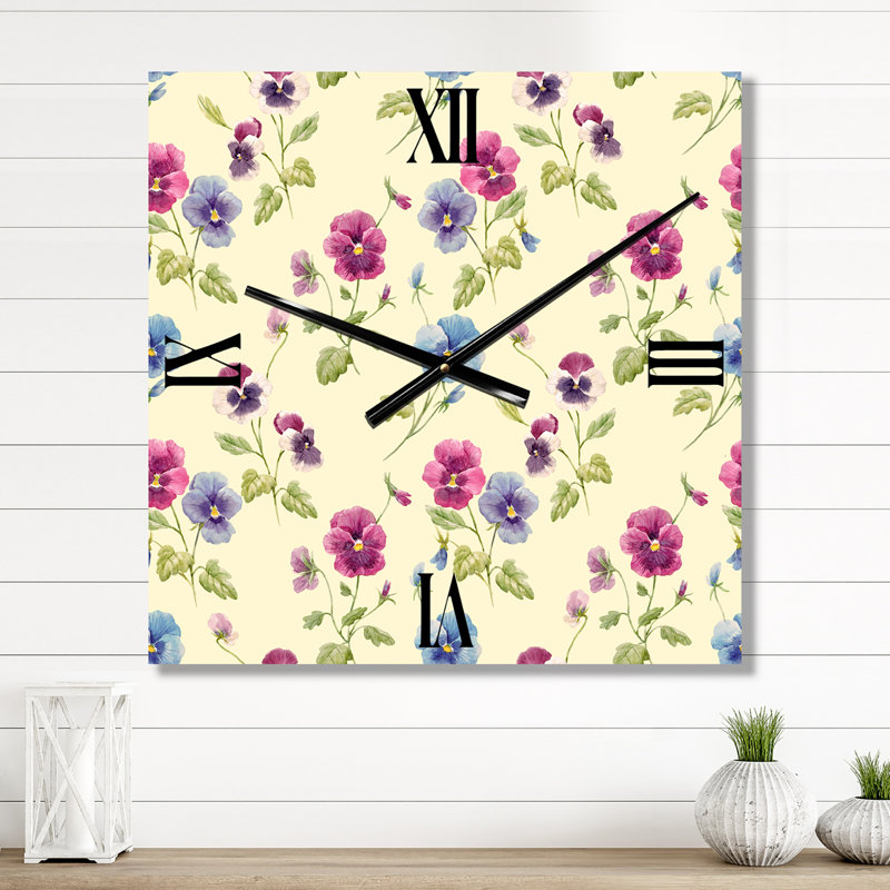Pensée rose et bleue I - Horloge murale traditionnelle, Très grand