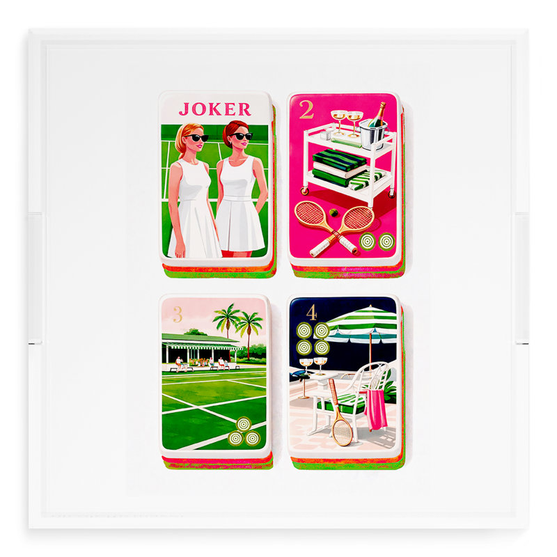 Mahjong Court Side Preppy Mahj Acrylic Square Decorative Tray, 18"W x 18"D x 2"H