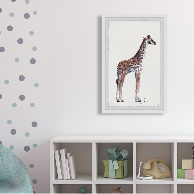 Carrie debout, grande girafe, reproduction encadrée, H 18 po x l 12 po x P 1,5 po