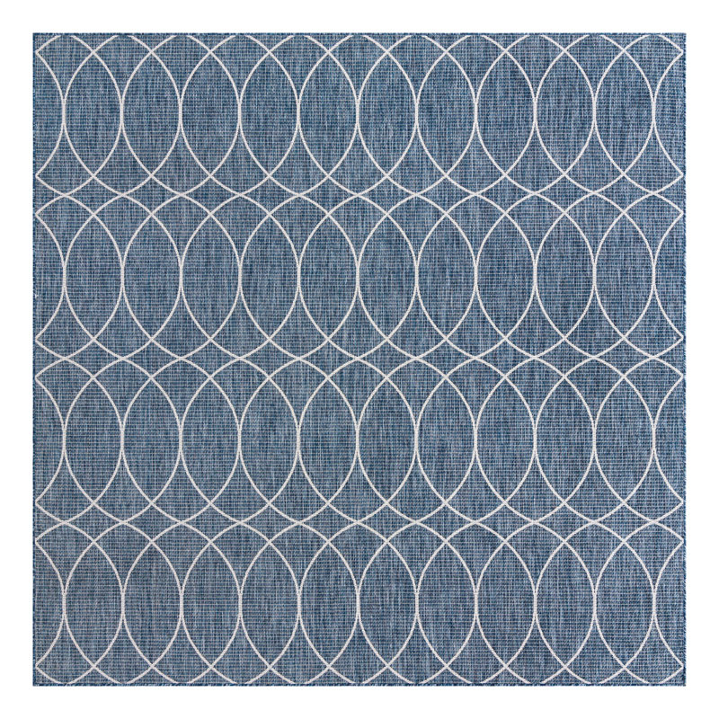 Blue Gitter Indoor/Outdoor Trellis Rug, Square 10'
