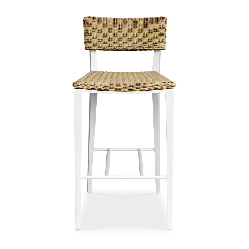 Coleston Outdoor Counter Stool, Tan, 31.1", White