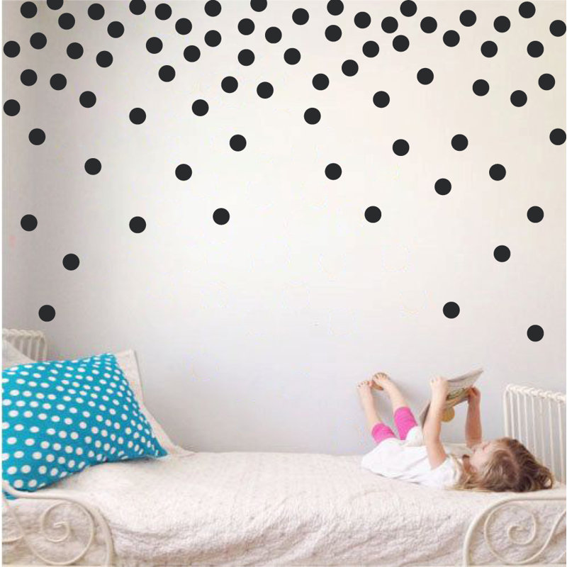 Adhésif décoratif à pois, Noir, H 24 po x l 39 po x P 0,01 po