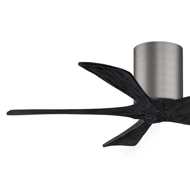 60" Irene 5-Blade Hugger Ceiling Fan with Wall Remote, 42", Brushed Pewter, Barn Wood Tone