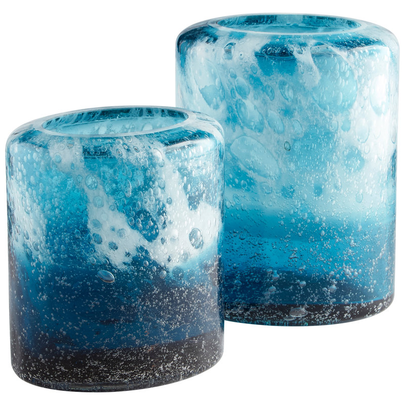 Spruzzo Handcrafted Glass Table Vase, 8" H x 7" W x 7" D