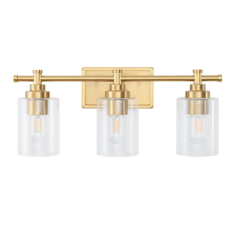 Applique murale moderne à 3 lumières Eastwood, Trois lumières, H 9,13 po x l 21,5 po x P 6 po, Verre nervuré