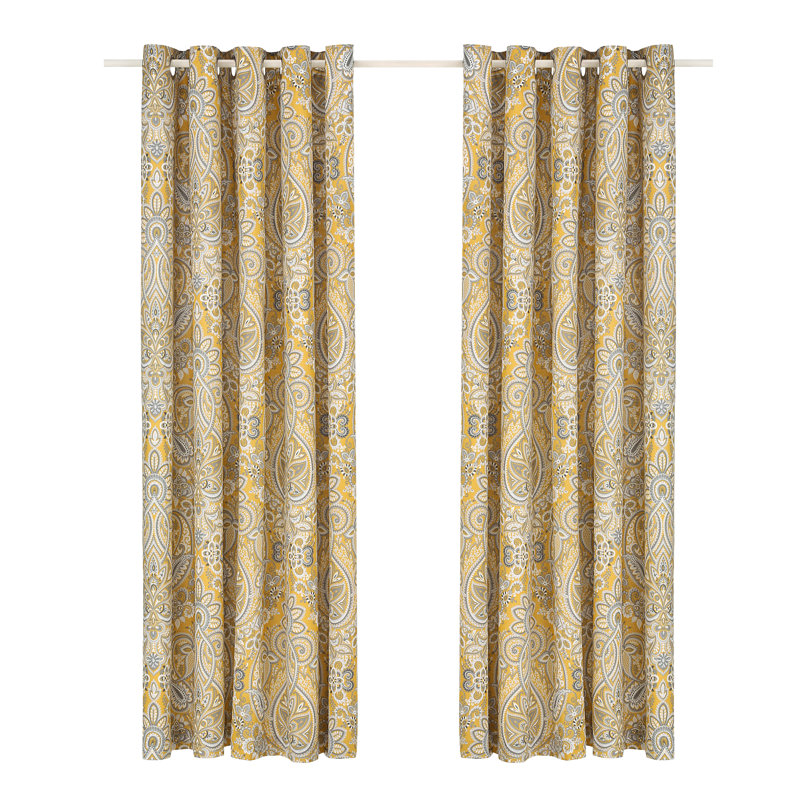 Maduri Eyelet Room Darkening Curtains, Ochre