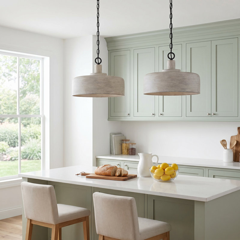 Dellar 14" W 1-Light Steel Pendant, White