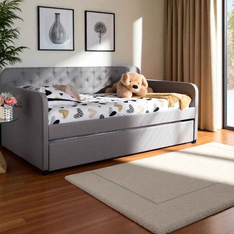 Moonstone Modern Fabric Button-tufted Sofa Daybed in Gray, 36.27'' H X 81.78'' W X 42.46'' L, Gray