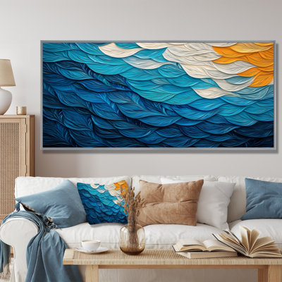 «Botanical Leaves Harmony Into The Ocean II» - feuilles, art mural