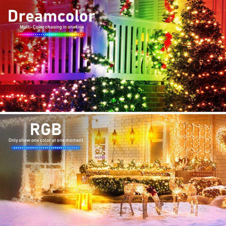 RGB Smart Christmas Tree Waterfall Fairy String Lights Remote APP Bluetooth  Control LED Light Show Tree Music Sync Holiday Decor