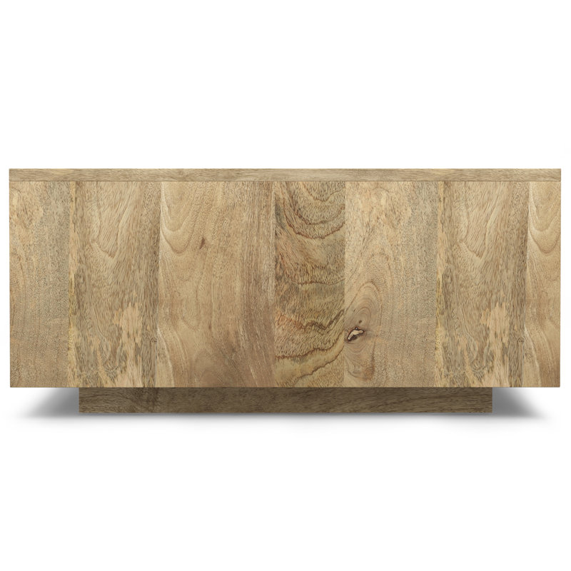 Natural Mango Wood Square Coffee Table with Streamlined Silhouette