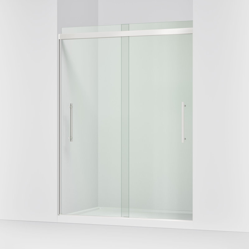 Pleat Frameless Sliding Bath Door, Silver