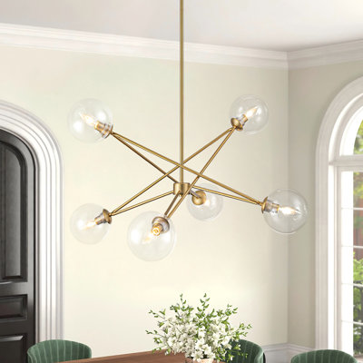 6 - Light Clear Glass Bubble Star Sputnik Sphere Chandelier
