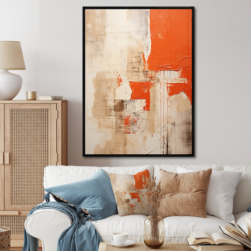 «Sunset Reverie Collage I», art mural abstrait, Cadre flottant noir, H 40 po x l 30 po