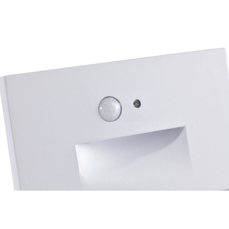 Hardwired White Motion Sensing Led Stair Light With Motion And Photocell Sensor 2 Pack