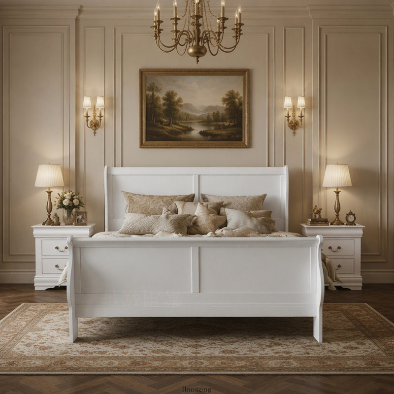 Lit jumeau Louis-Philippe III fini blanc