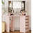 Oryon 56"x44" Corner Makeup Vanity with Lights, Vanity Desk with Mirror,10 LED Lights,5 Drawers-1589516207