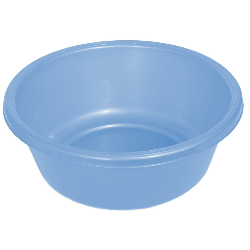 Round Plastic Wash Basin, Light Blue