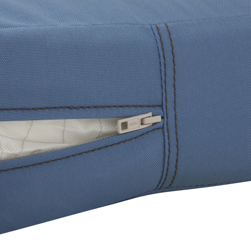 Jaylon Outdoor Dining Chair Cushion Cover, 21" W x 5" H, Empire Blue Velvet