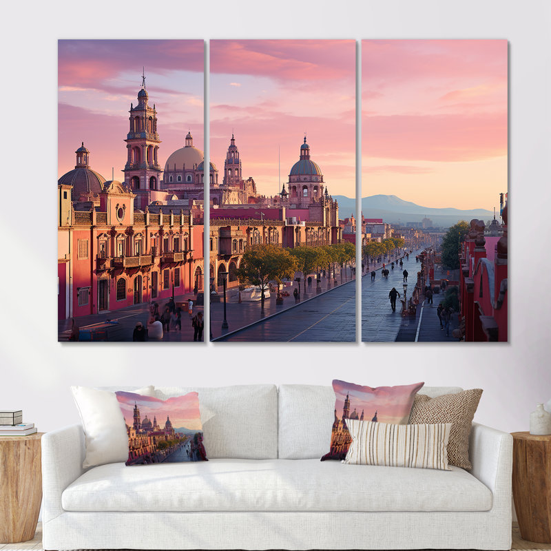 Zocalo, Mexique, paysage, ensemble d'art sur toile, Toile tendue, H 40 po x l 60 po x P 1 po