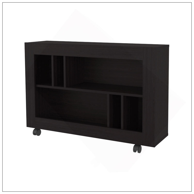 Console Wengue en mélamine avec rangement ouvert
