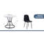 Table de salle à manger ronde moderne 33,3 po avec 4 chaises en lin et coton noir, pieds en métal élégants et confortables