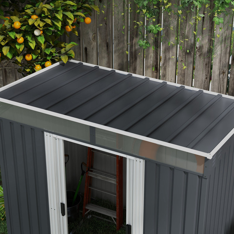Brynlea 6.5 x 4FT Metal Garden Shed Waterproof, Grey
