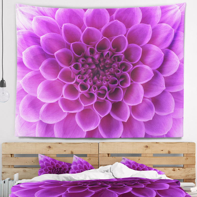 Tapisserie florale pétales de fleurs mauve clair, H 32 po x l 39 po