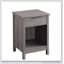 Table de chevet rustique grise avec tiroir et tablette ouverte, assemblage facile, cadres latéraux robustes pour la chambre à coucher ou le salon-538220360