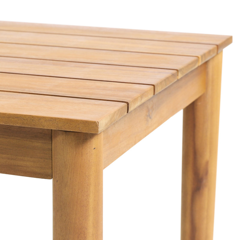 Rustic Wood Table With Slat Appearance, 19.71" W X D 18.53" H, Side Texture, 19.71"W 19.71"D 18.53"H,