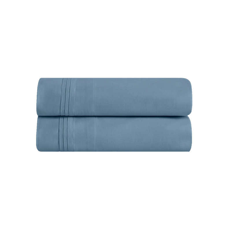 Ensemble de taies d'oreiller de couleur unie en coton égyptien certifié 650 fils Aldin, Standard, Bleu moyen