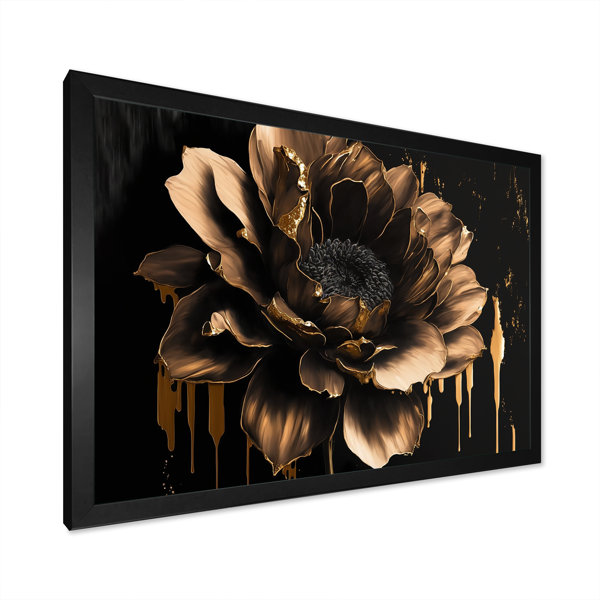 Red Barrel Studio® Black And Gold Dahlia On Canvas | Wayfair