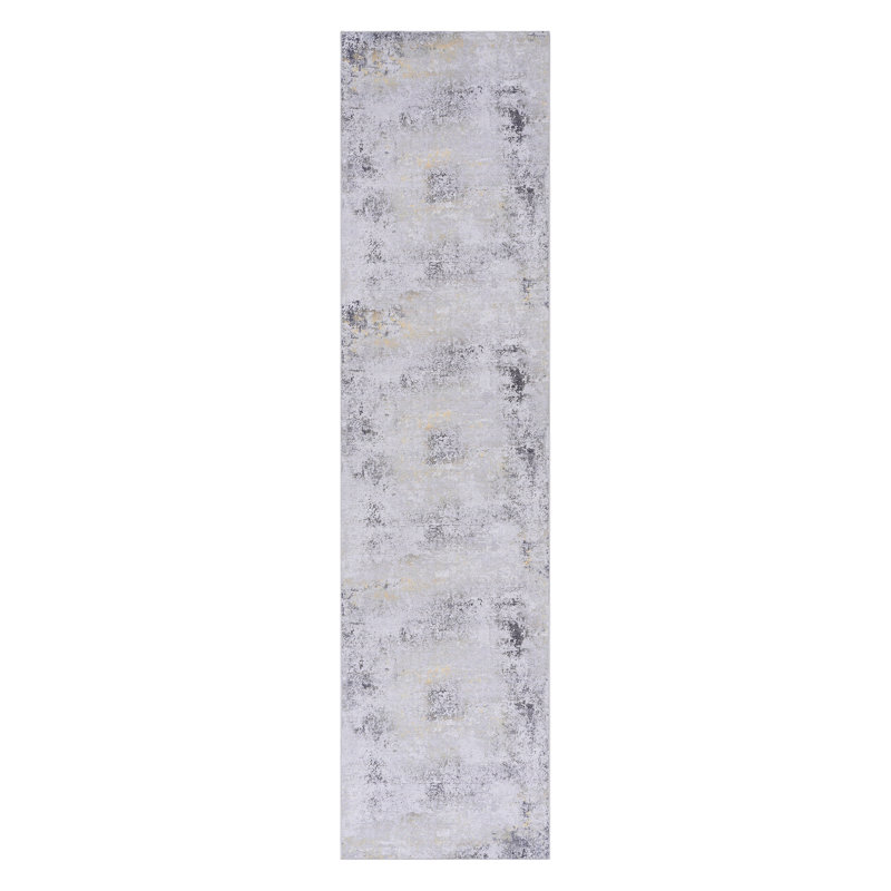 Gold Washable Rug 2'6'' X 10' Runner Rug (Gray+Gold, 2'6'' X 10'), Runner 10' x 2'6"