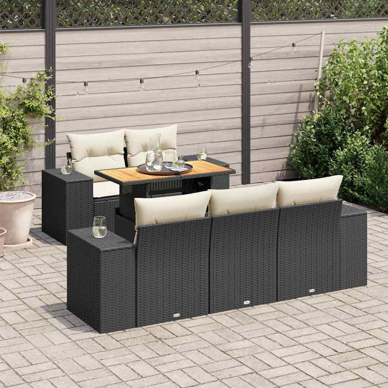 Vidaxl Garden Sofa Set Black, Cream White Poly Rattan Large