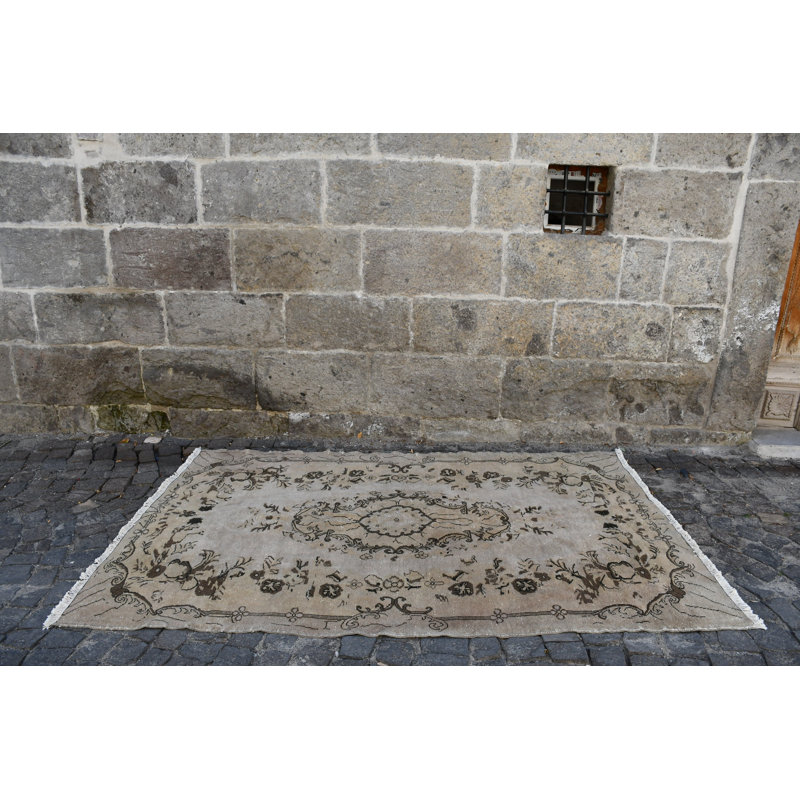 Tapis turc Oushak rétro fait à la main idéal pour le décor de salon biologique avec brun / beige
