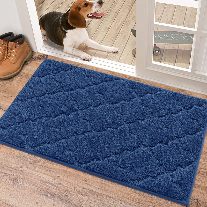 Non-Slip Geometric Doormat, Blue, 50.8cm W x 81.3cm L