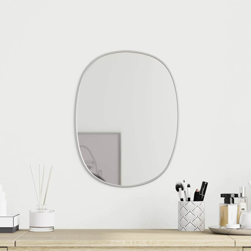Oval Mirror, 40 cm H x 30 cm W, SIlver