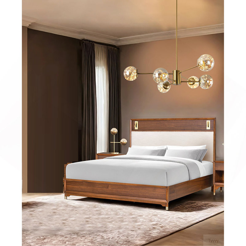 Mobilier de chambre à coucher Mid-Century, Brun, Grand lit