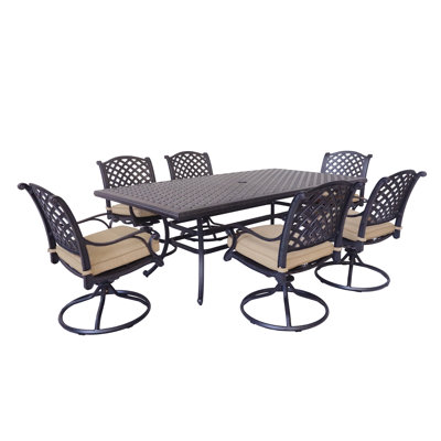 7-Piece Cast Aluminum Rectangle Dining Set