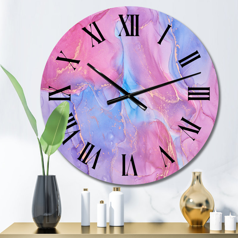 Horloge murale moderne - Nuage translucide rose et bleu, Petit