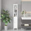 Armoire de rangement pour salle de bain de 66,92 po de hauteur avec tablettes réglables, armoire autoportante mince à 1 porte avec anti-basculement, compartiments ouverts, pour la maison, petits espaces, salle de bain, cuisine, salon, blanc