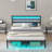 Bed Frame with Headboard, Metal Platform Bed Frame with LED, Charging Station, No Box Spring Needed, Easy Assembly, Noise Free-318877678-318877677