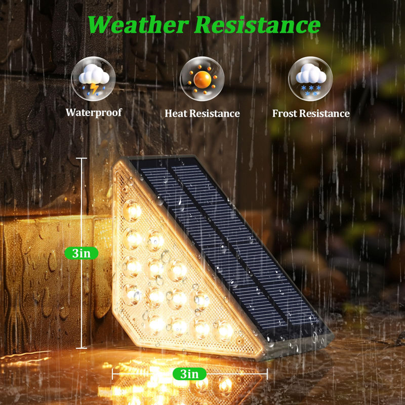 Paquet de 8 lumières d'escalier solaires extérieures imperméables, 2 en 1 lumière DEL blanc chaud et blanc froid, IP67 auto
