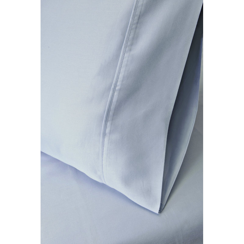 Certified Egyptian Cotton Pillowcase Set - 300 Thread Count Solid Color, Light Blue, Standard
