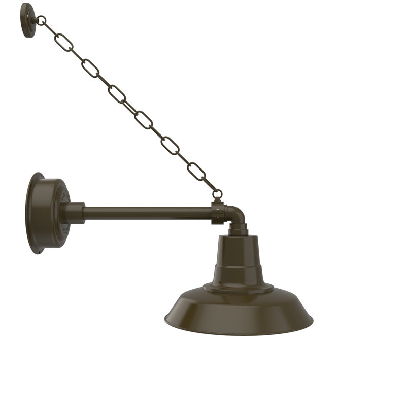 Luminaire de grange d'extérieur à DEL Haleigh, H 13 po x l 12 po x P 23 po, Bronze acajou