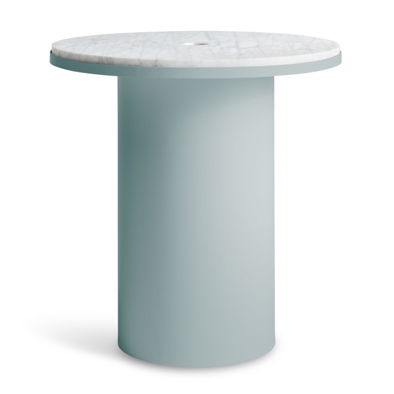 Plateau Marble End Table, 18.5" H x 17.9" W x 17.9" D, Cherry Marble, Stainless Steel