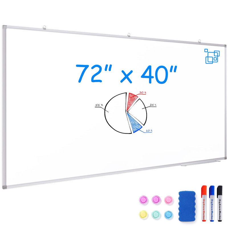 72" x 40" Wall-Mounted Whiteboard Magnetic Dry Erase Board