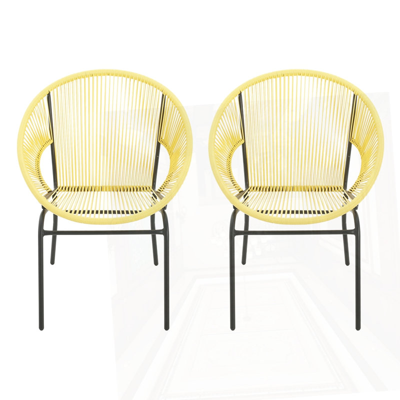 Chaise d'extérieur en osier, Jaune